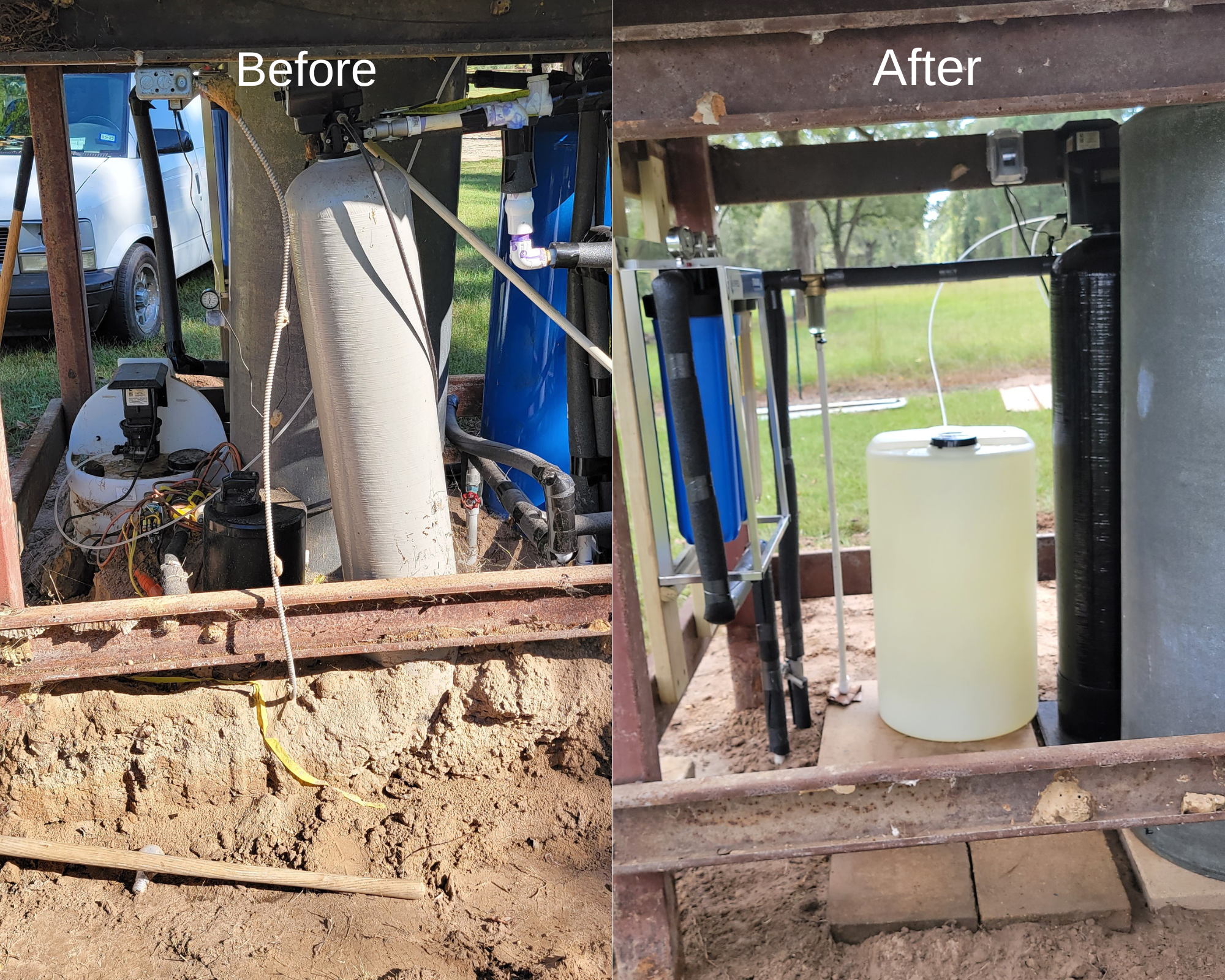 Iron Filter Upgrade Before and After.